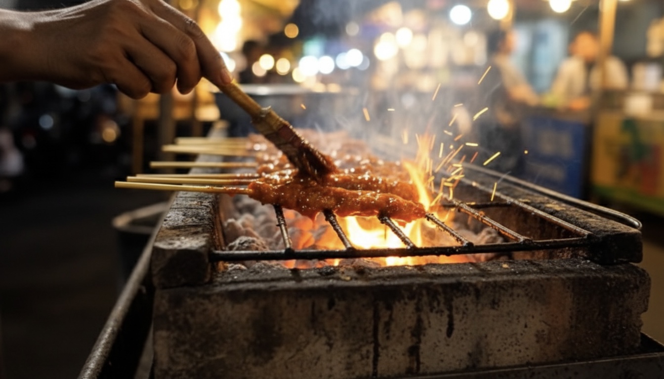 Proses Bakar Sate Tradisional