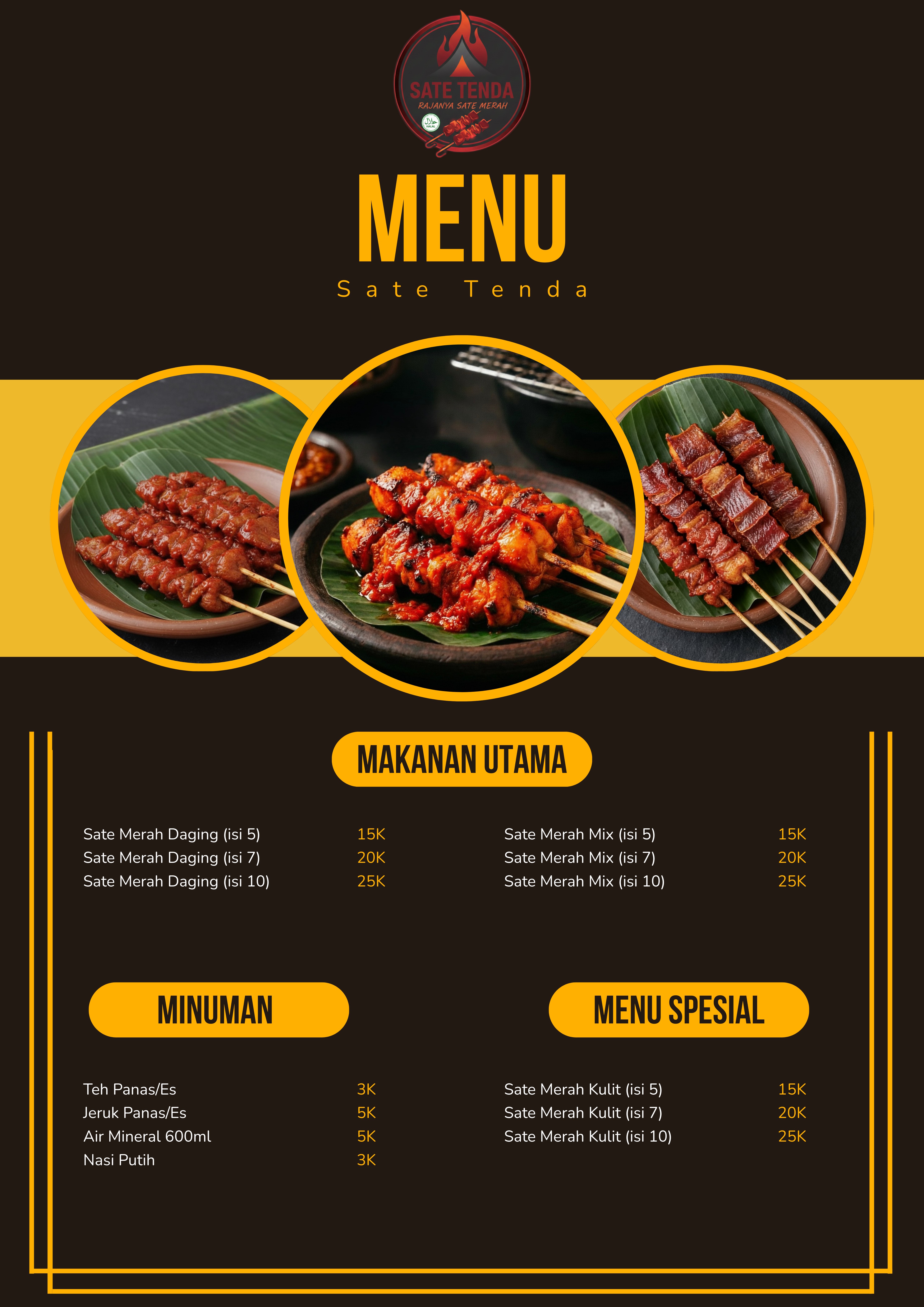 Sate Tenda Full Menu